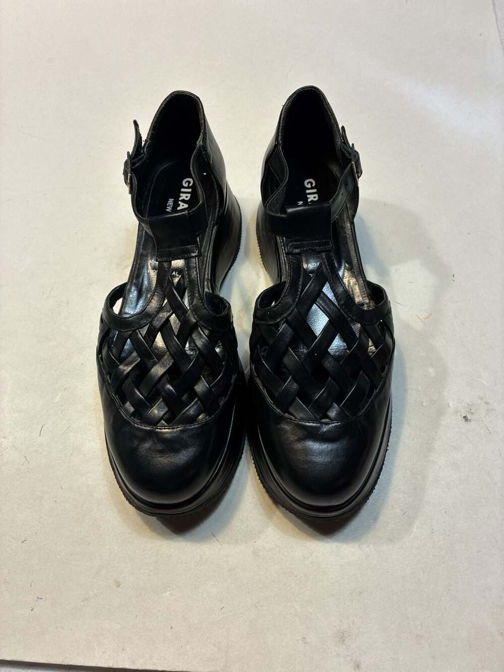 Giraudon Black Woven Platform Wedge Sandals